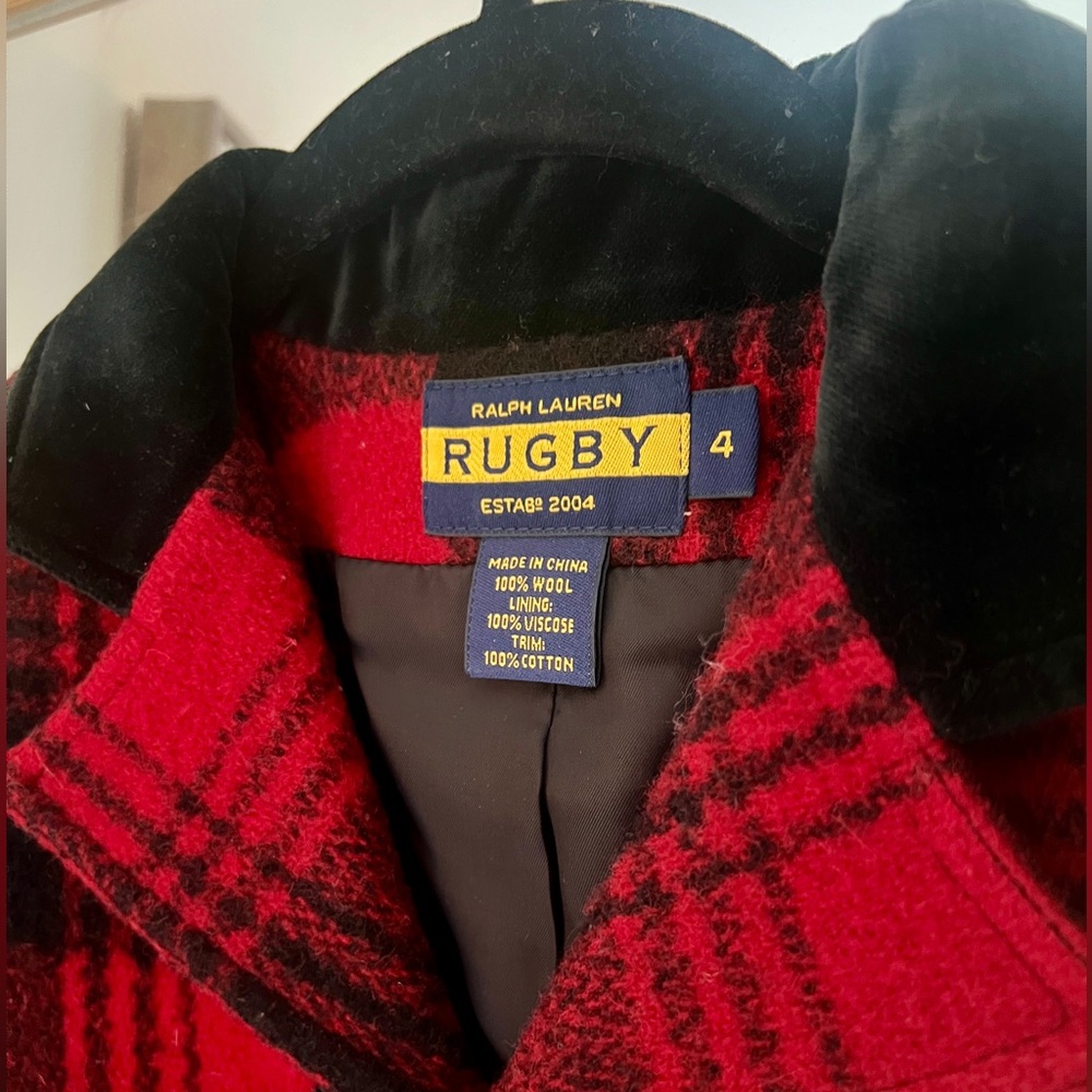 Raphael Lauren Rugby Plaid Winter Jacket. Size 4.